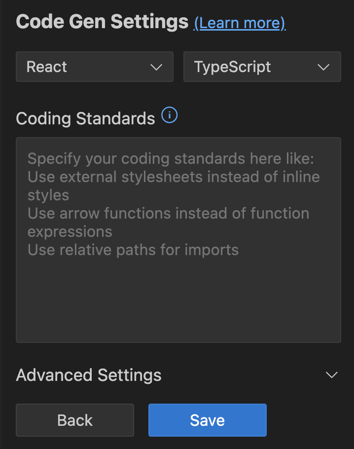 Settings Panel